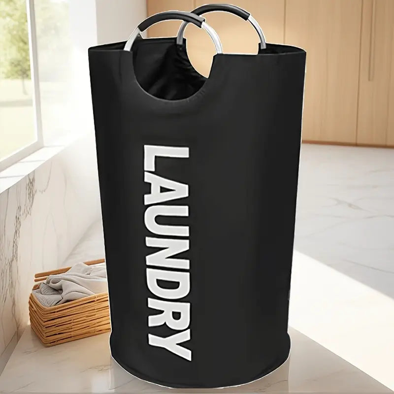 90L Foldable Waterproof Oxford Fabric Laundry Basket - Large Clothes Hamper with Soft Aluminum Handles, Freestanding Collapsible Bin for Bedroom & Bathroom Organization