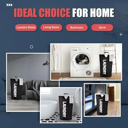 90L Foldable Waterproof Oxford Fabric Laundry Basket - Large Clothes Hamper with Soft Aluminum Handles, Freestanding Collapsible Bin for Bedroom & Bathroom Organization