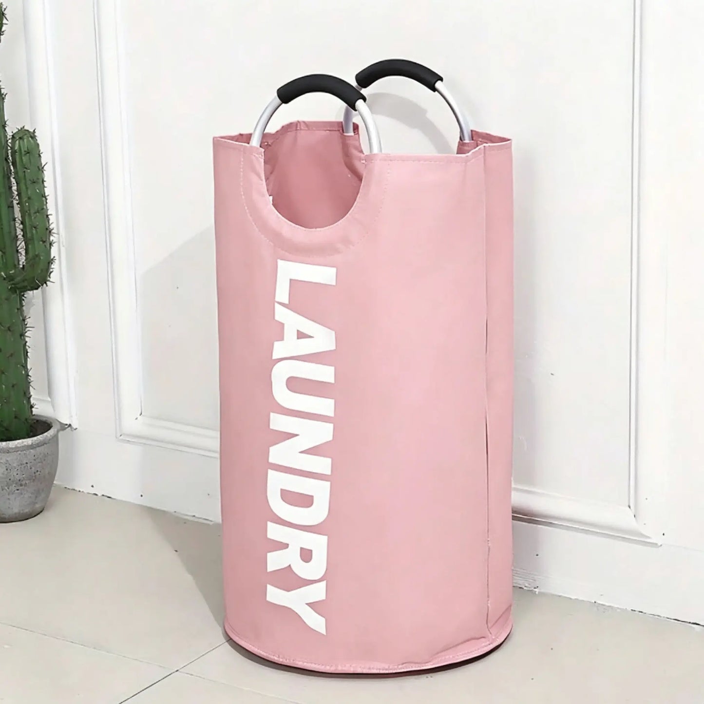 90L Foldable Waterproof Oxford Fabric Laundry Basket - Large Clothes Hamper with Soft Aluminum Handles, Freestanding Collapsible Bin for Bedroom & Bathroom Organization
