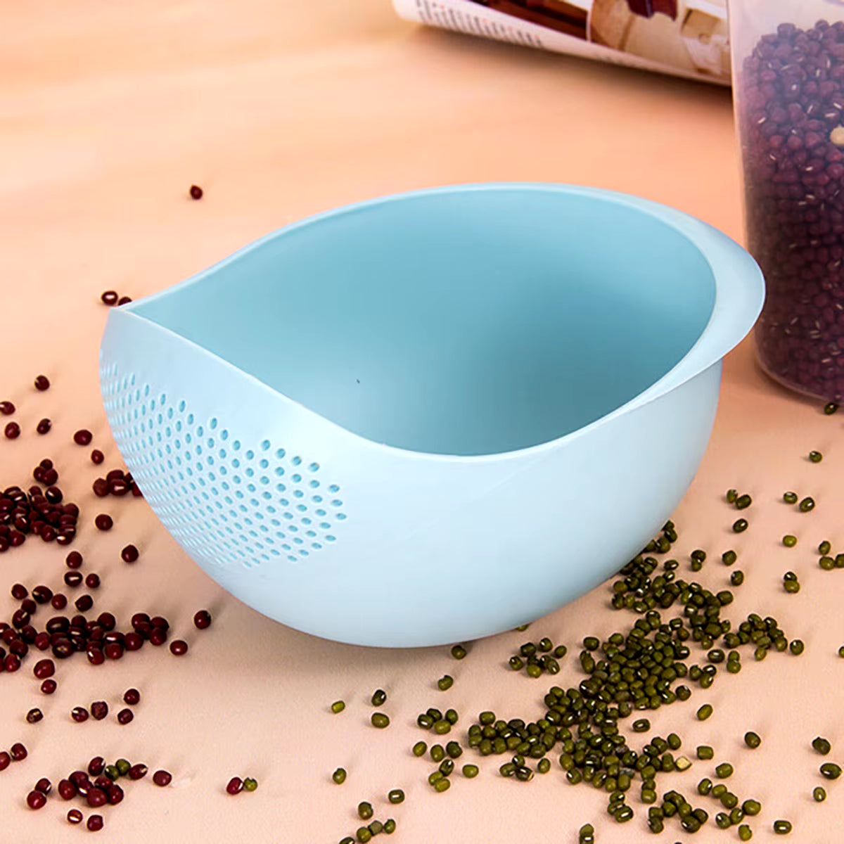 1/3Pcs- Colander Rice Bowl Drain Basket Fruit Bowl Washing Drain Basket with Handle Washing Basket Home Kitchen Organizer