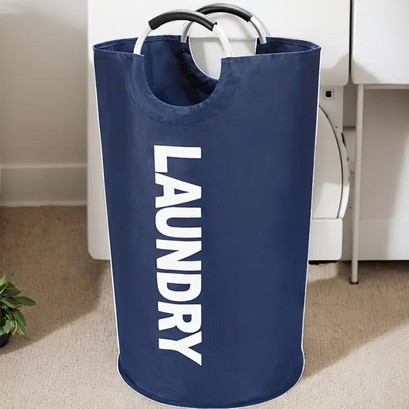 90L Foldable Waterproof Oxford Fabric Laundry Basket - Large Clothes Hamper with Soft Aluminum Handles, Freestanding Collapsible Bin for Bedroom & Bathroom Organization