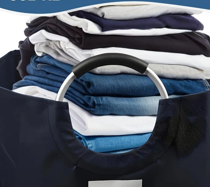 90L Foldable Waterproof Oxford Fabric Laundry Basket - Large Clothes Hamper with Soft Aluminum Handles, Freestanding Collapsible Bin for Bedroom & Bathroom Organization
