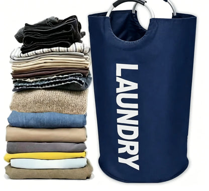 90L Foldable Waterproof Oxford Fabric Laundry Basket - Large Clothes Hamper with Soft Aluminum Handles, Freestanding Collapsible Bin for Bedroom & Bathroom Organization
